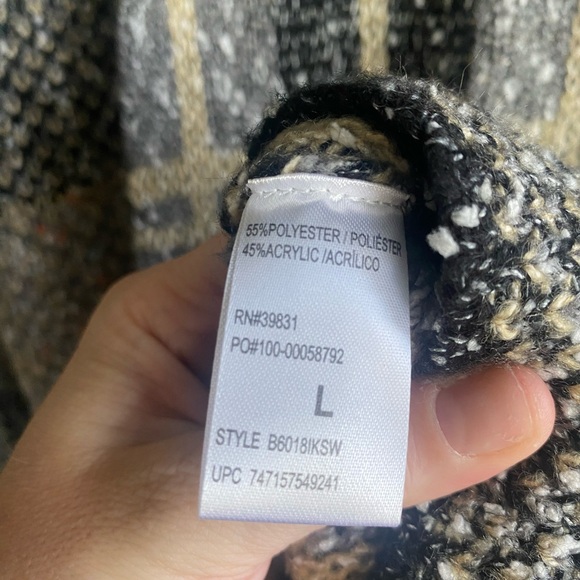NWT Democracy Reversible Plaid Open Front Knit Sweater Cardigan Women'-Size L - Picture 6 of 8
